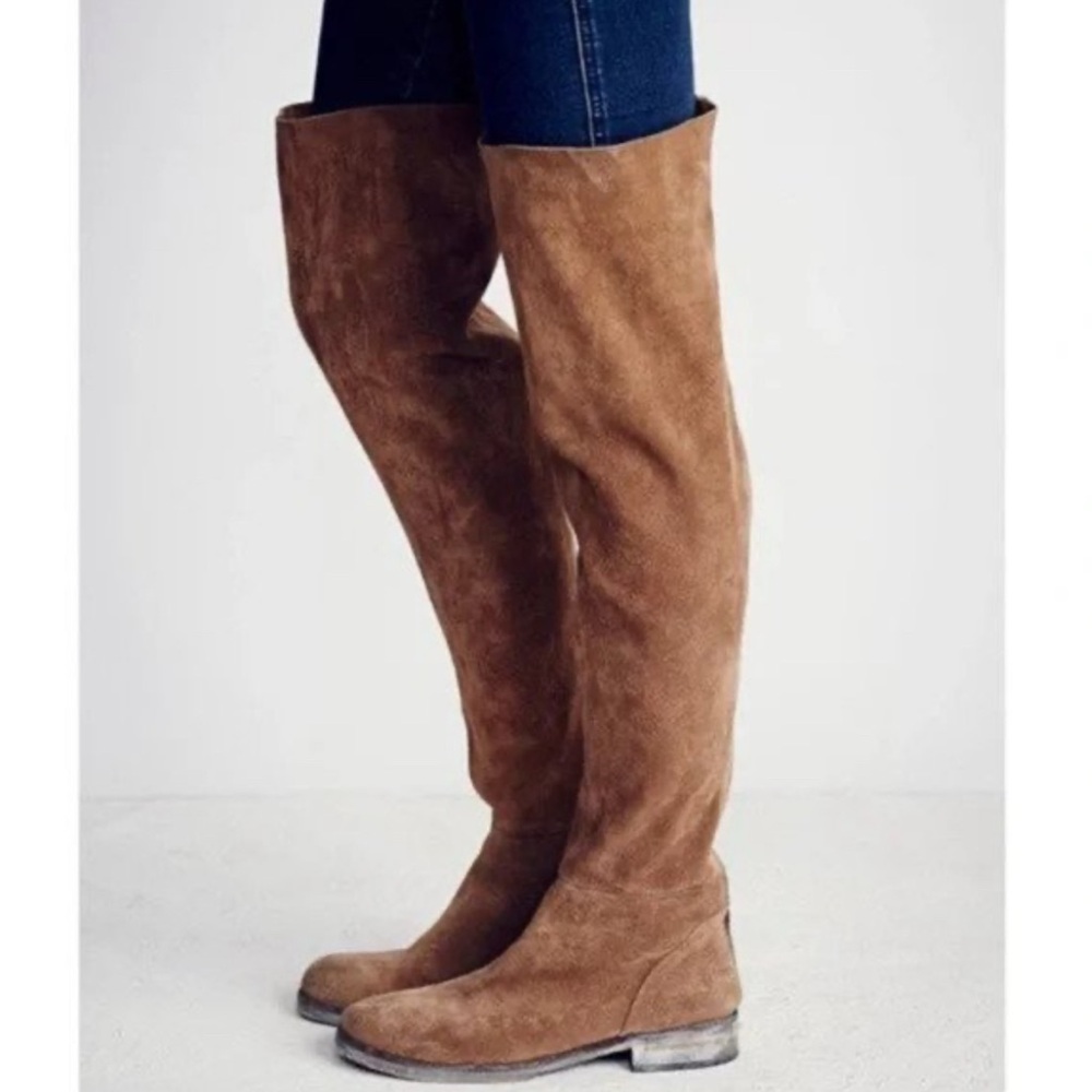 Free People Carlisle Suede Over-the-Knee Distressed Look Boots NWOT 37 or US 7